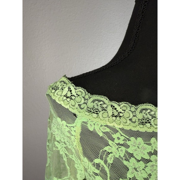 Agaci Too Green Lace Cropped Long-sleeve Fairy Y2K Top Lg L - Picture 10 of 10
